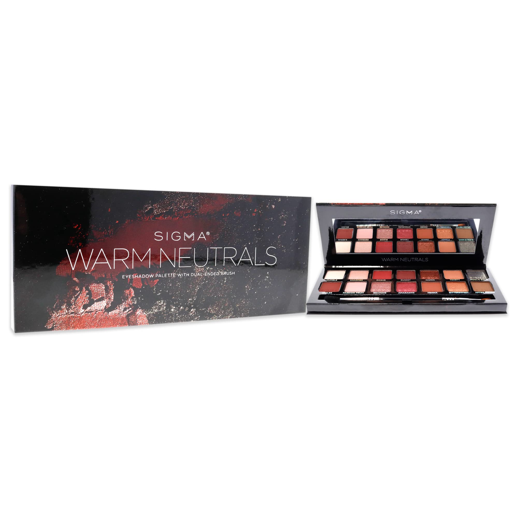 Sigma Beauty Warm Neutrals Palette de fards à paupières – 14 nuances chaudes en finition mate, scintillante et métallique – Palette de maquillage végétalienne hautement pigmentée pour les yeux