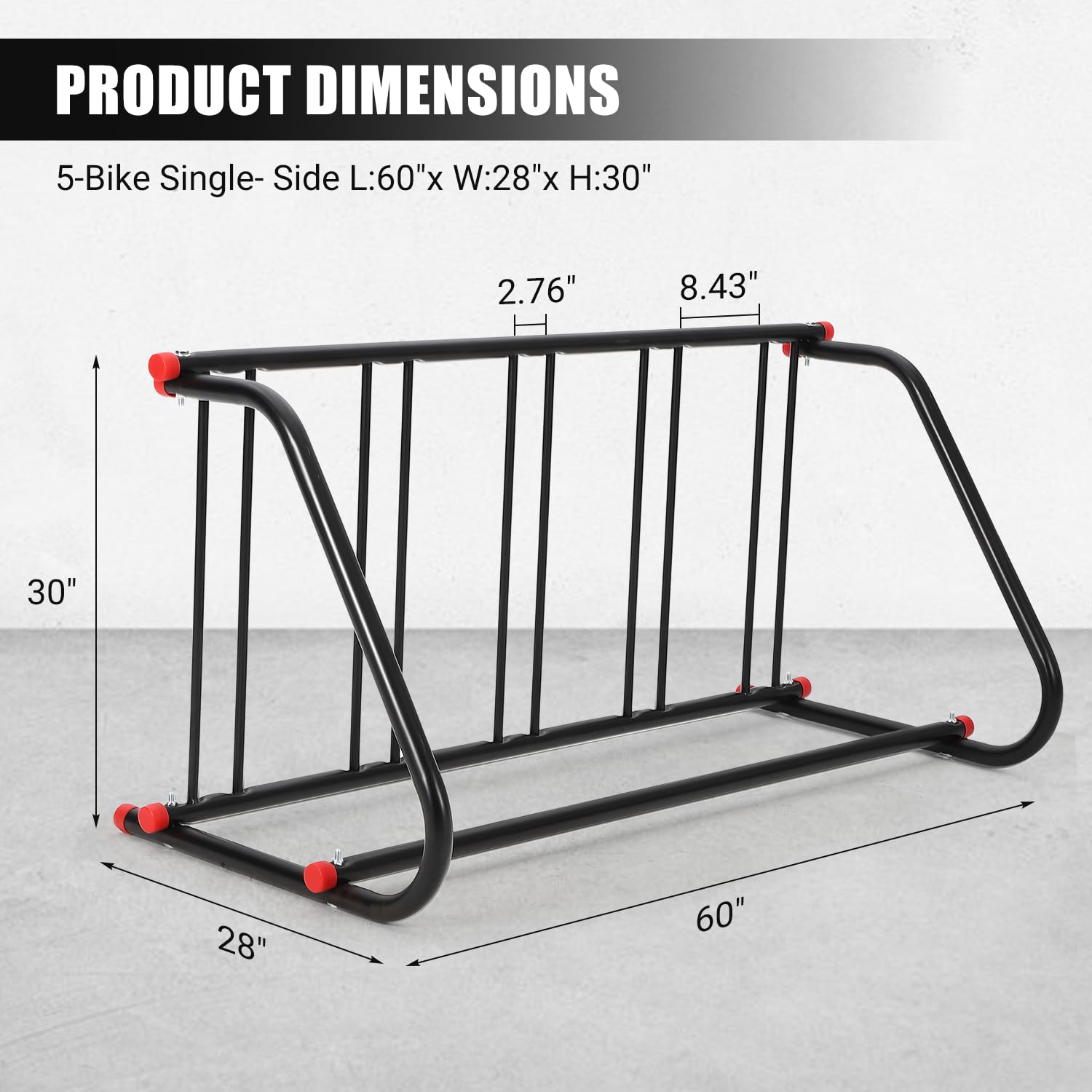 5 Holders Floor Bike Rack,Large Outdoor Bike Rack Commercial,Metal Bicycle Parking Rack Stand Outdoor,Steel Grid Bike Rack Heavy Duty for Garages, Stores, Schools