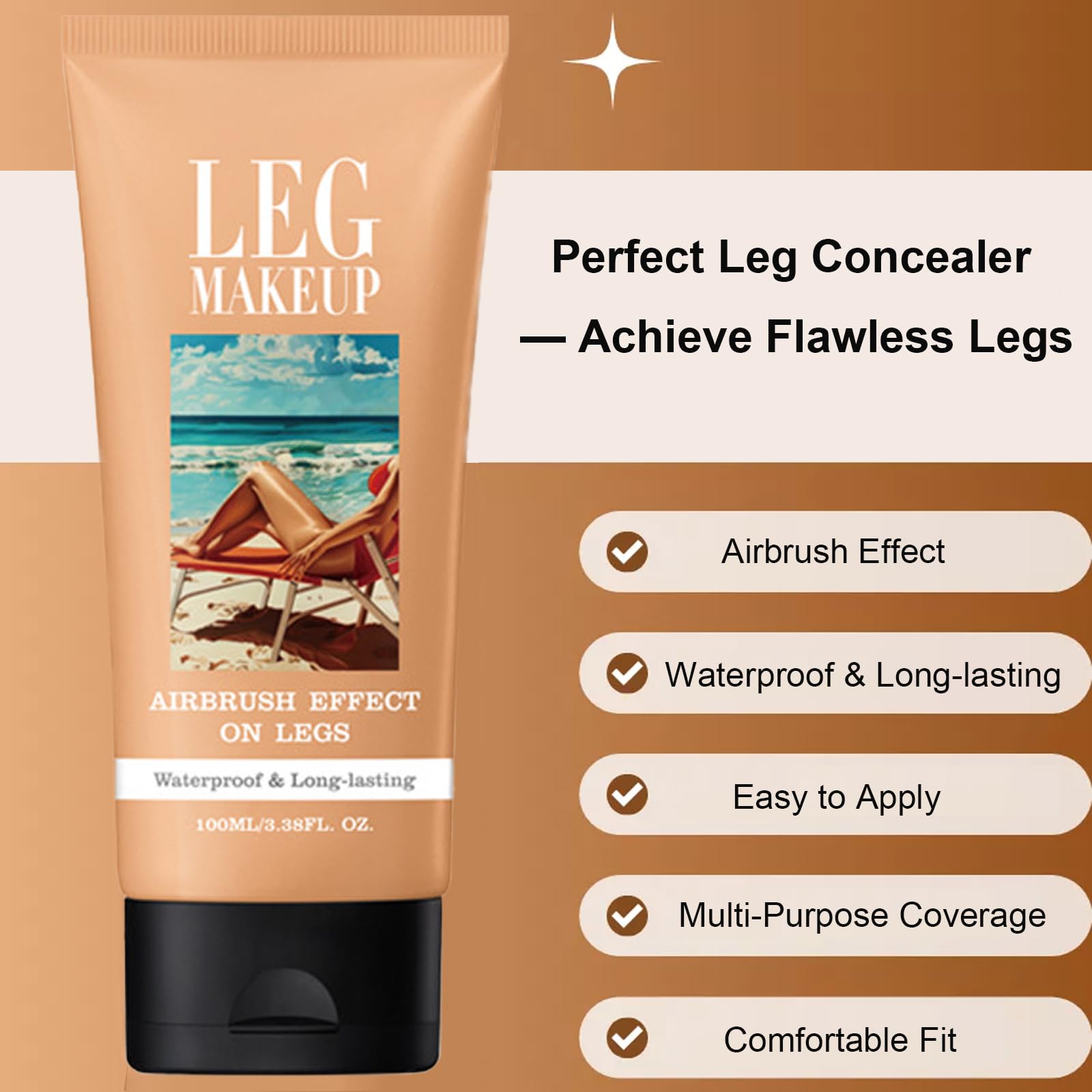 Leg Full Coverage Concealer Waterproof, Tattoo Cover Up No Transfer Body Makeup - Image 2