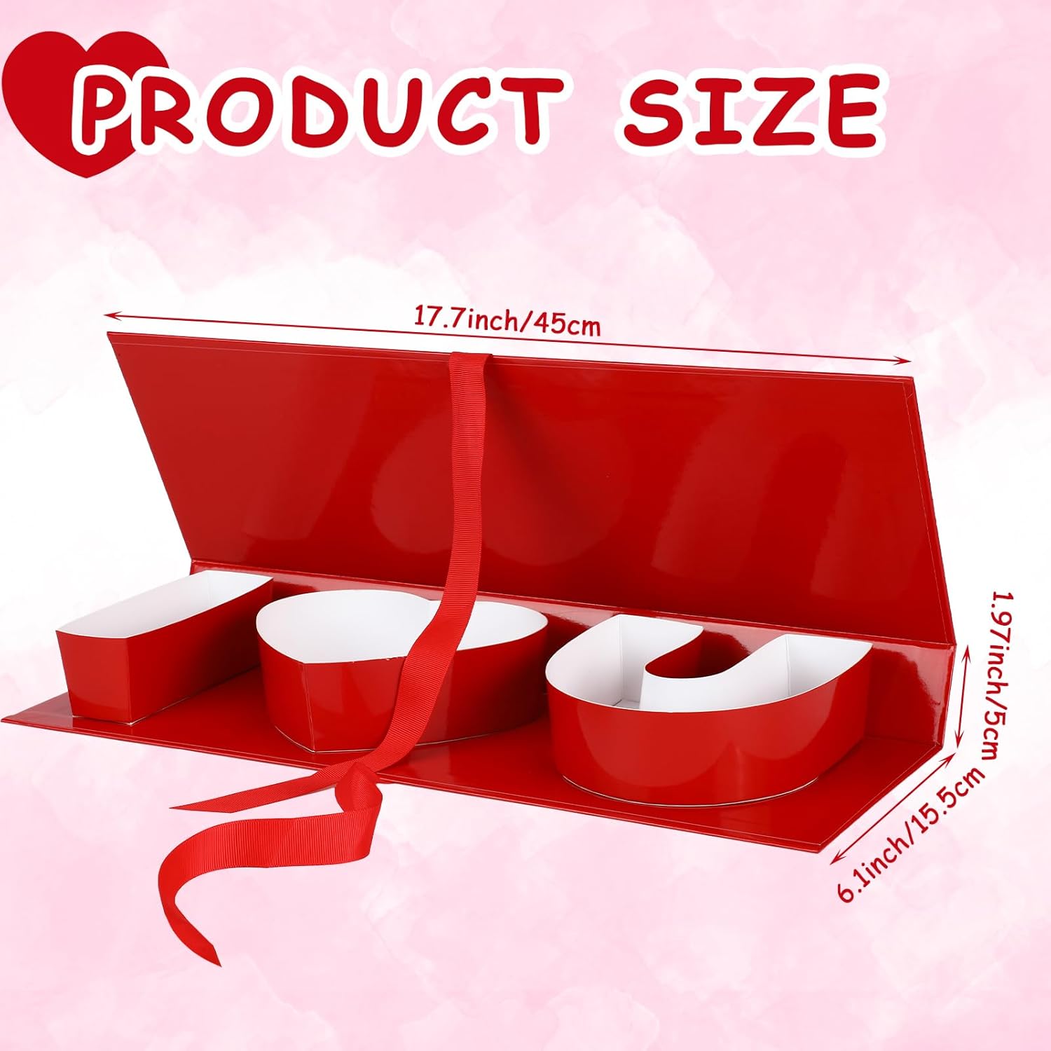 Ireer 6 Pack Valentine's Day Empty I Love U Flower Box Cardboard Letter Shaped Fillable Heart Gift Box for Wedding Galentine's Day Arrangement Candy Treat Rose, 17.7 x 6.1 x 1.97''(Red,I Love U) Red I Love U