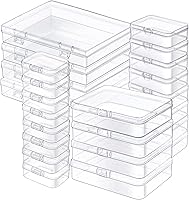 Vista 8 de Paquete de 7 mini recipientes de plástico rectangulares de varios tamaños, cajas de almacenamiento de plástico transparente con tapas con bisagras