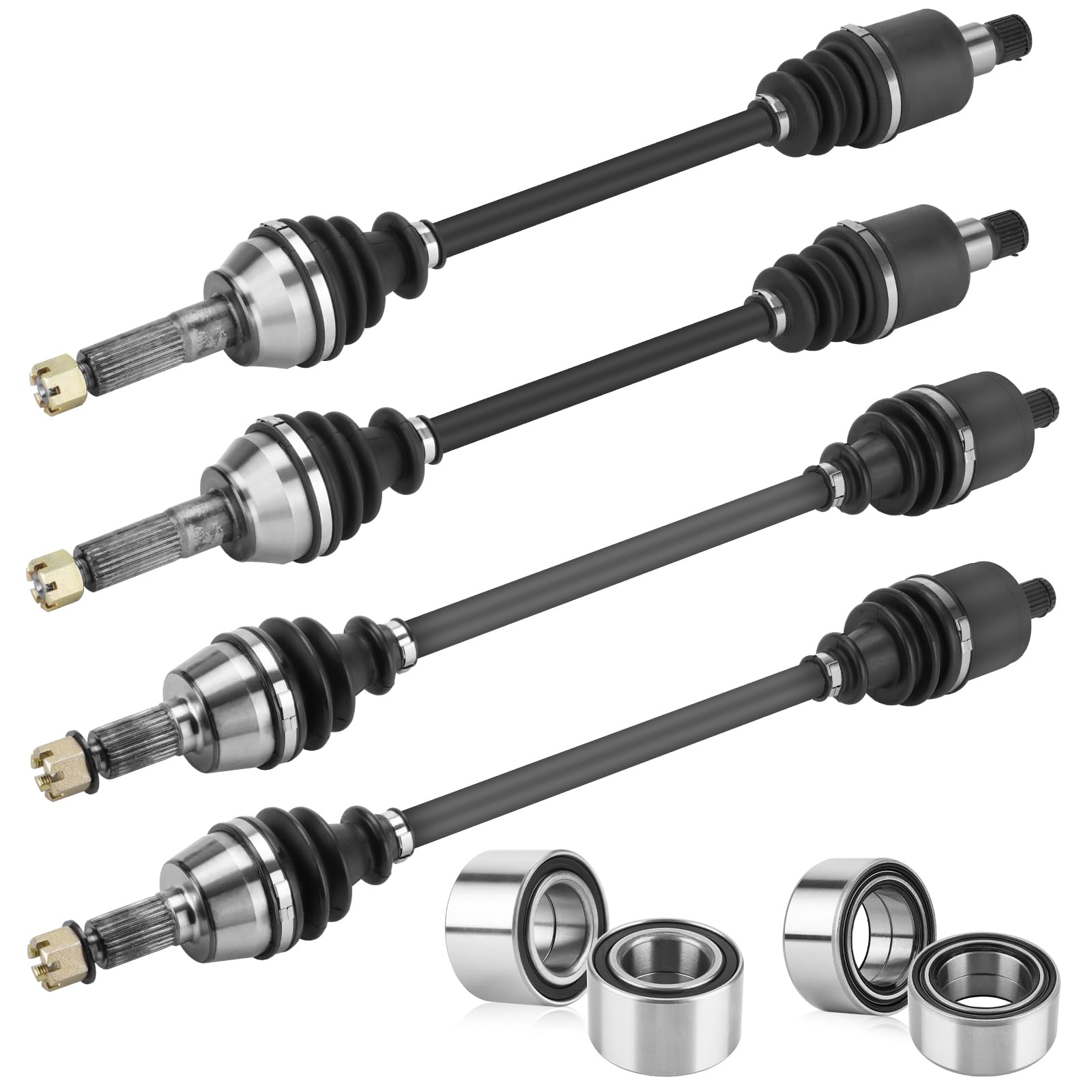 Photo 1 of Youxmoto Front + Rear CV Axles & Wheel Bearing Kit Fit for Polaris RZR 4 800 2010 2011 2012 2013; 2009-2014 for RZR 800 S; 4340 Chromoly Steel CV Axle Drive Shaft, 4 Sets (NOT FIT RZR 800)