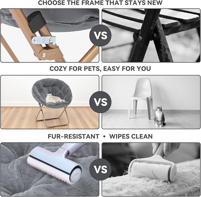 Sillón Plegable Descanso Redondo Peluche Gris miniatura 10