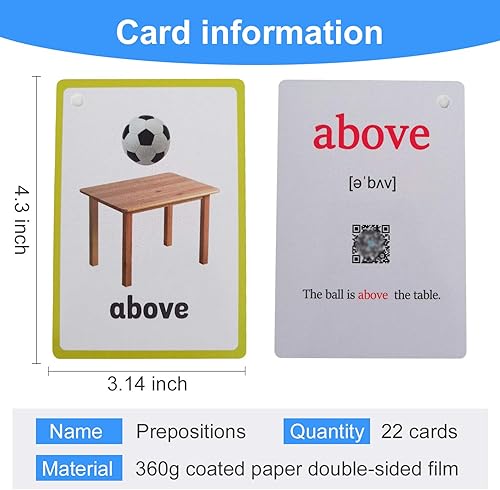 Miniatura 3 de Juguetes y DeportesInstrumentoAulaPreposiciones Tarjetas Flash Inglés Niños Montessori Aprendizaje Juguete Niño Tarjeta de Bolsillo Pre-Kindergarten