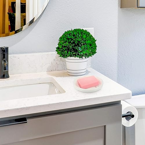 Miniatura 5 de Hemoton Jabonera de mármol hecha a mano Accesorio de baño Jabonera de baño Bandeja redonda de mármol Jabonera de ducha Jabonera Bandeja de mármol