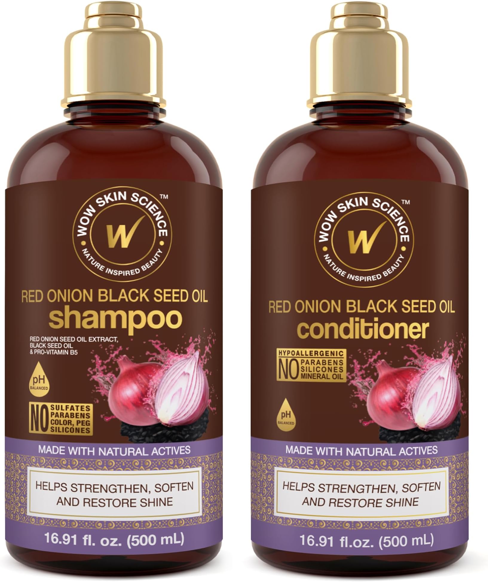 BUYWOW Skin Science, Red Onion Black Seed Oil Shampoo + Hair Conditioner, 2 Piece Kit,Wow Skin Science, Red Onion Black Seed Oil Shampoo + Hair Conditioner, 2 Piece Kit