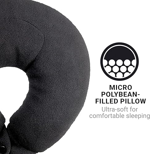Miniatura 4 de Classic Bean Sleeper, cómoda almohada de viaje rellena de micro polietileno, almohada para el cuello para un sueño ininterrumpido, ideal para avión,