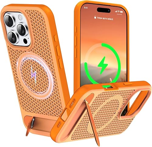 Miniatura 22 de Funda magnética de disipación de calor para iPhone 13 Pro Max, para MagSafe, protección contra caídas Coolingf, funda con función atril ajustable
