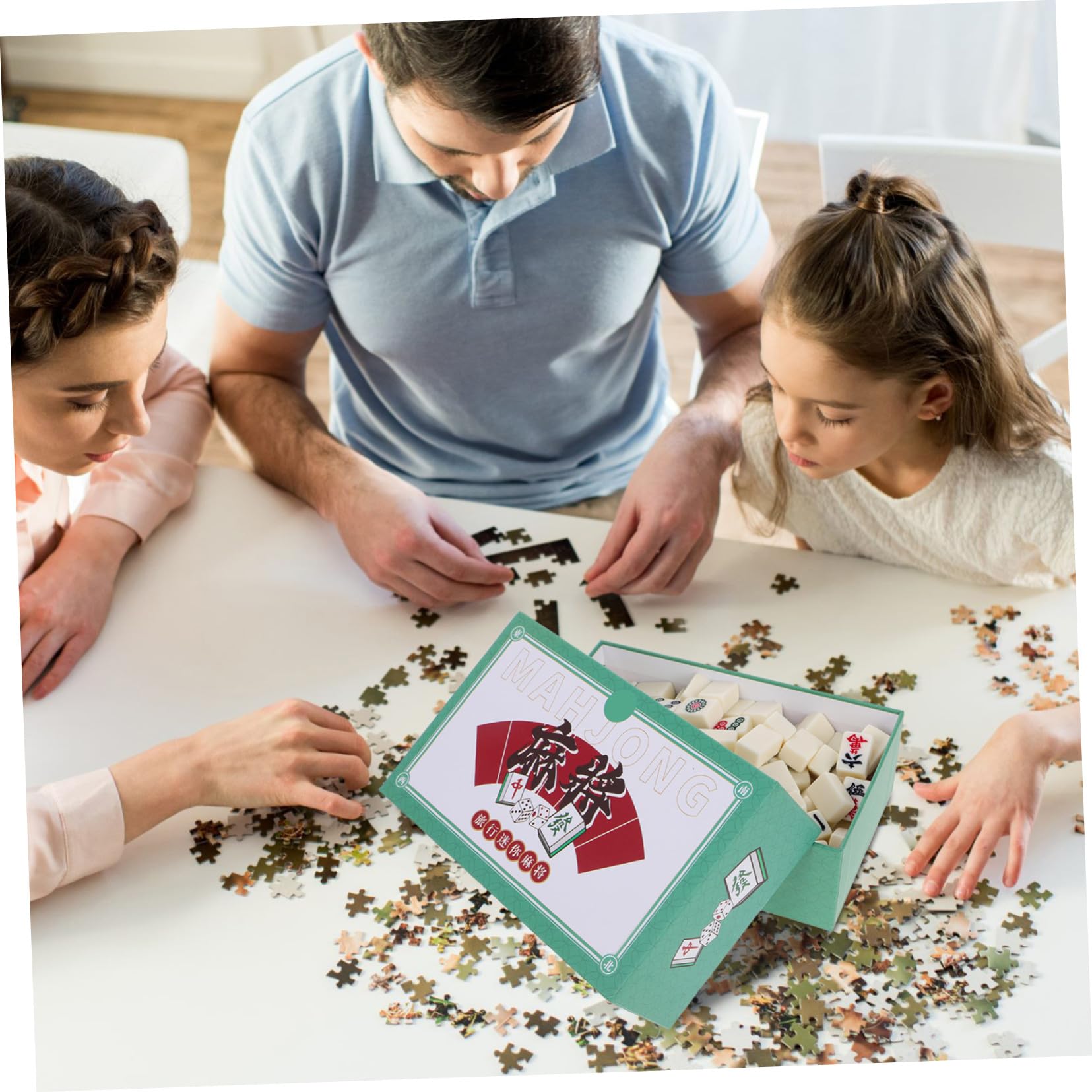 Outanaya Kleines Mahjong Brettspiel aus Melamin für Soziale Events und Studentenwohnheim mit Interaktivem Spielspaß in 1 Kasten Tragbares Mahjong für Unterwegs