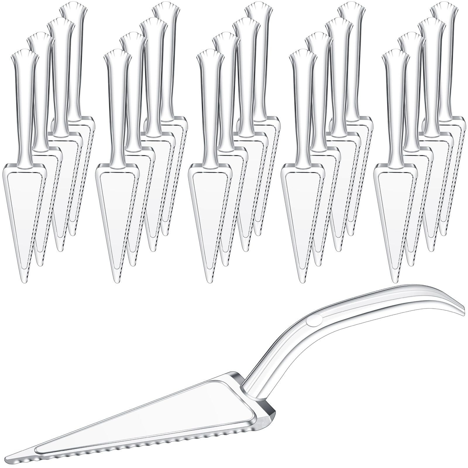 Patelai 20 Pcs Heavy Duty Plastic Pie Cake Servers Plastic Cake Cutter Disposable Plastic Serving Utensils Heavy Duty Cake Slicer Cake Server and Knife Set Pizza Server Spatula for Kitchen (Clear)