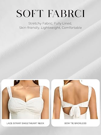 EYNMIN Women's Summer Lace Strap Mini Dress Sweetheart Neckline Bow Tie Backless A Line Short Graduation Dresses 2025
