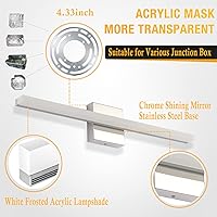 Vista 5 de Temgin Bathroom Lights Over Mirror 24Inch LED Vanity Lights Bar 14W Modern Light Fixture for Bathroom Chrome Cool White 6000K