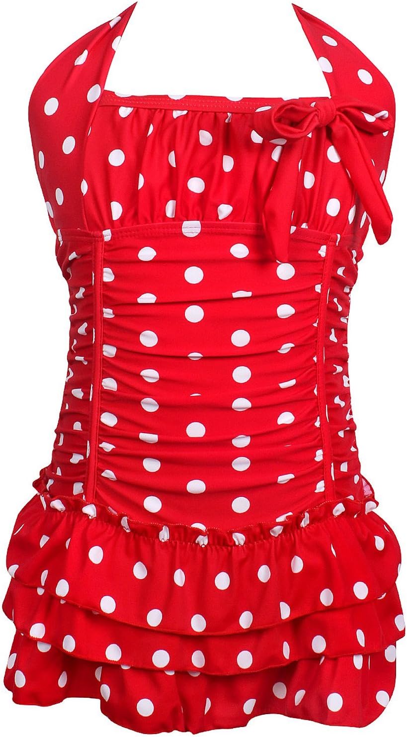 Polka Dot Girls Kids Bathing Suits Adjustable Swimsuits (FBA)