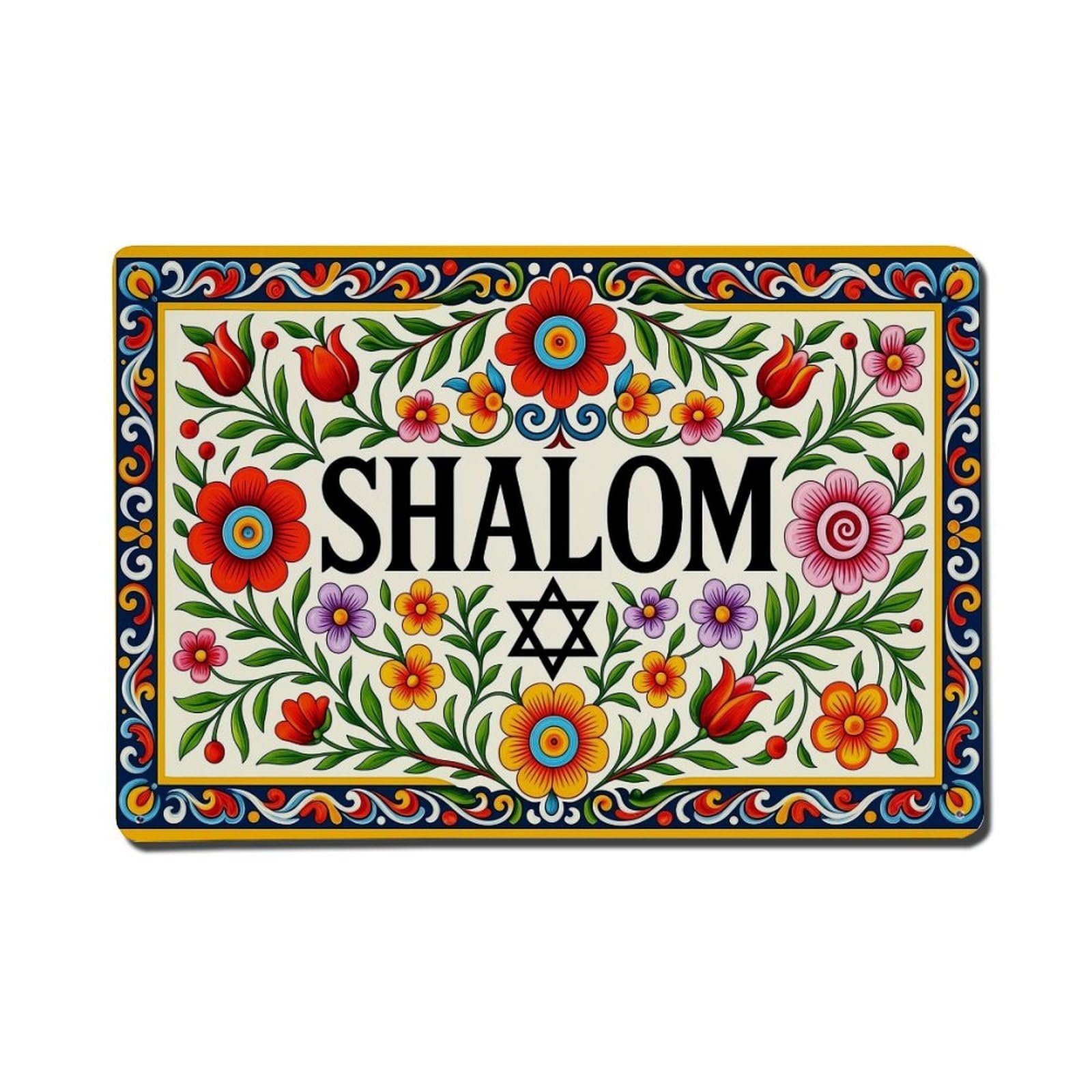 Floral Pattern With Shalom Star Tin Sign Metal Poster Vintage Metal Signs for Home Man Cave Bar Cafe Kitchen laundry room Wall Decorations Gift 8x12Inch
