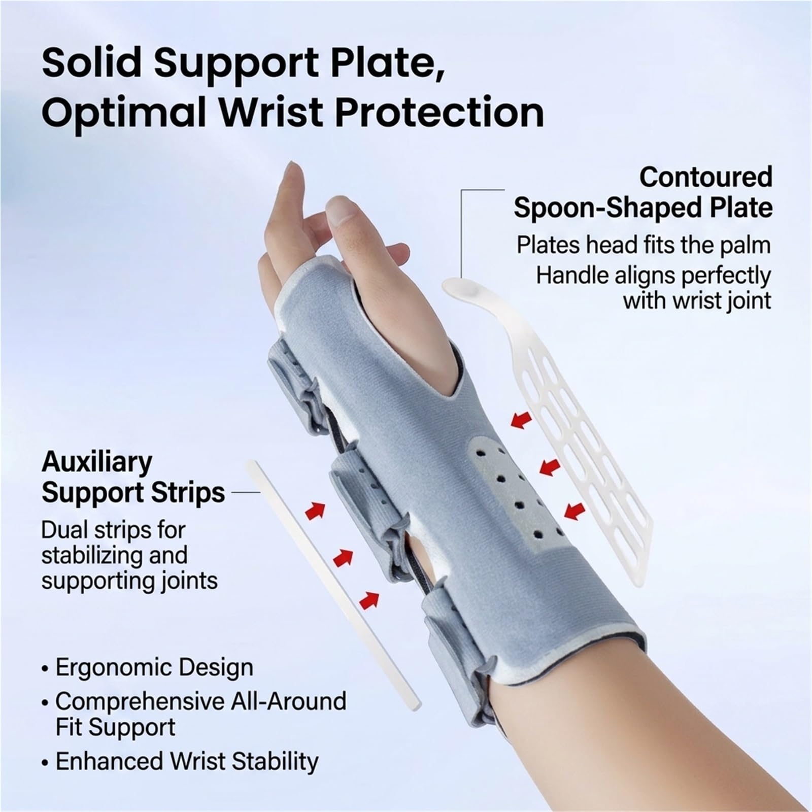 Muñequera Ortopédica para Túnel Carpiano con Férula de Acero Soporte de Muñeca Ajustable para Tendinitis Alivio del Dolor TFCC Protector de Palma Transpirable Negro(S)
