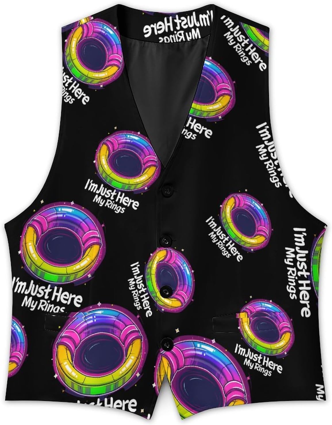 I'm Just Here to Close My Rings Rainbow Men's Suit Vest Formal Vests Casual Dress Fit Waistcoat Casual Tuxedo for Business