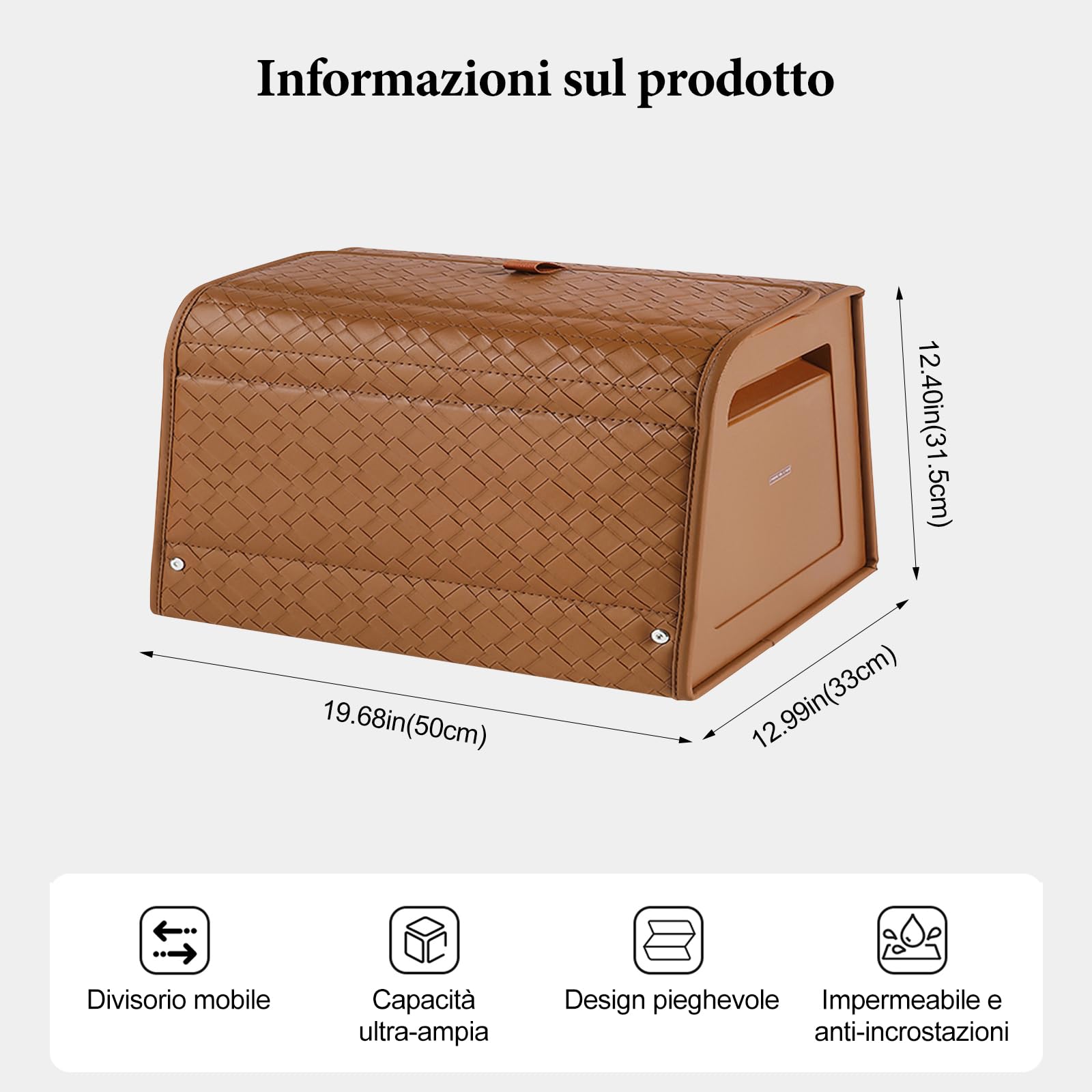 Ergocar Organizer Per Bagagliaio Auto, Scatola Portaoggetti In Pelle, Contenitore Per Attrezzi e Accessori, Pieghevole, Magnetico, Impermeabile, Adatto Per Auto/Suv/Camion/Veicoli