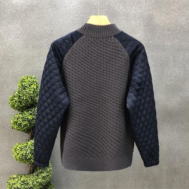Men Casual Warm Sweater Loose Patchwork Knitted O-Neck Long Sleeve Pullover Top3