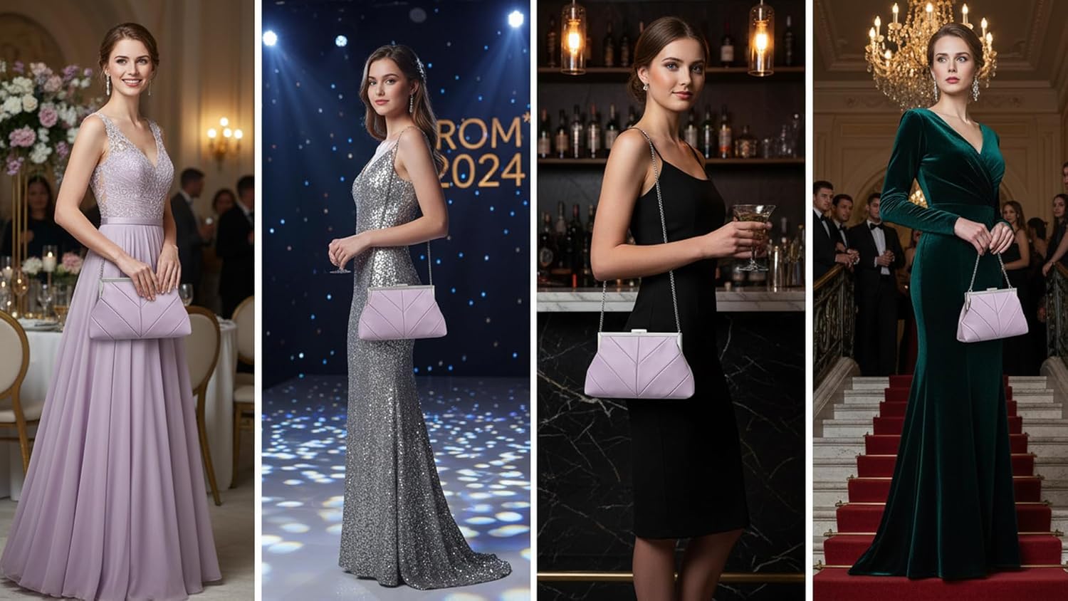 IXEBELLA PU Clutch Purse for Women Dressy Evening Bag Formal Handbag for Wedding, Prom, Cocktail Party
