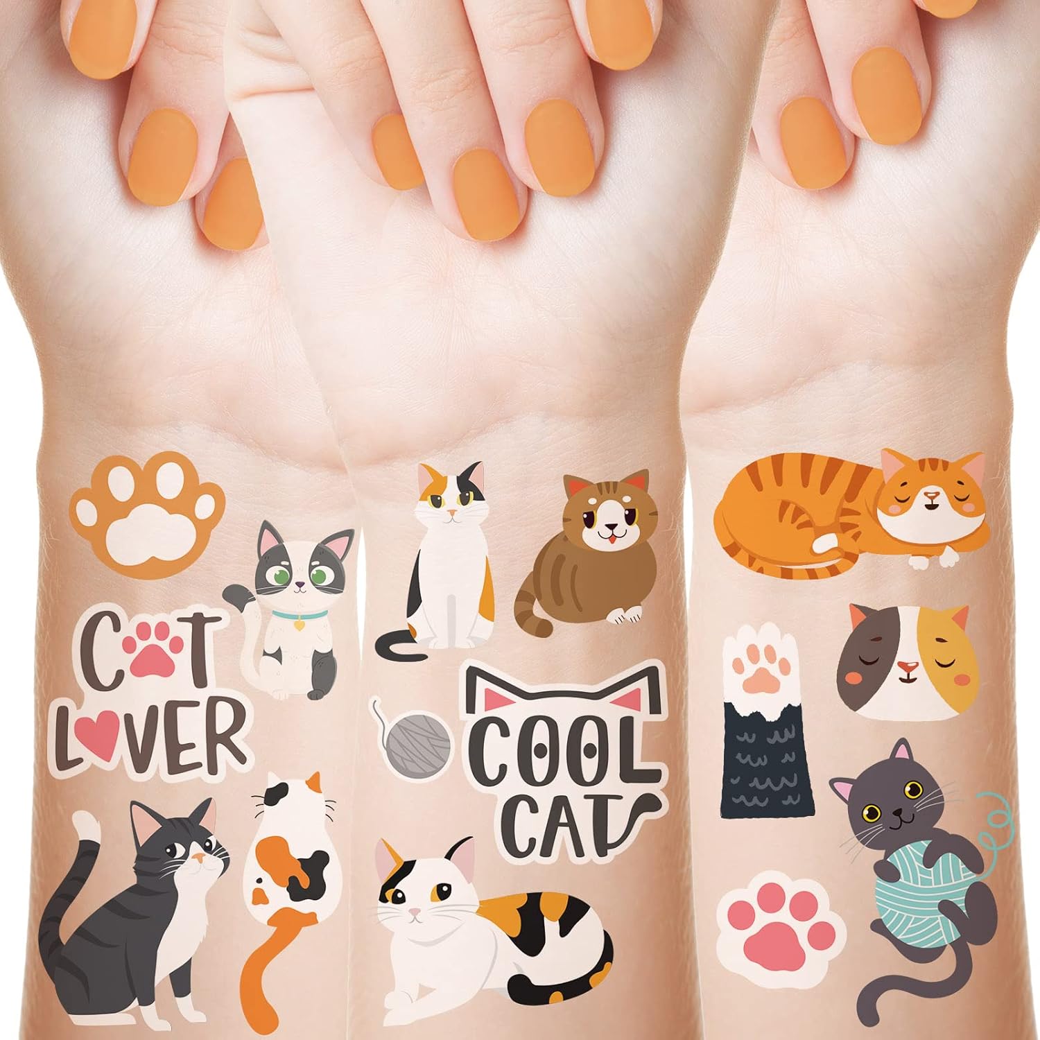 288 Pieces Cat Temporary Tattoos Cat Birthday Party