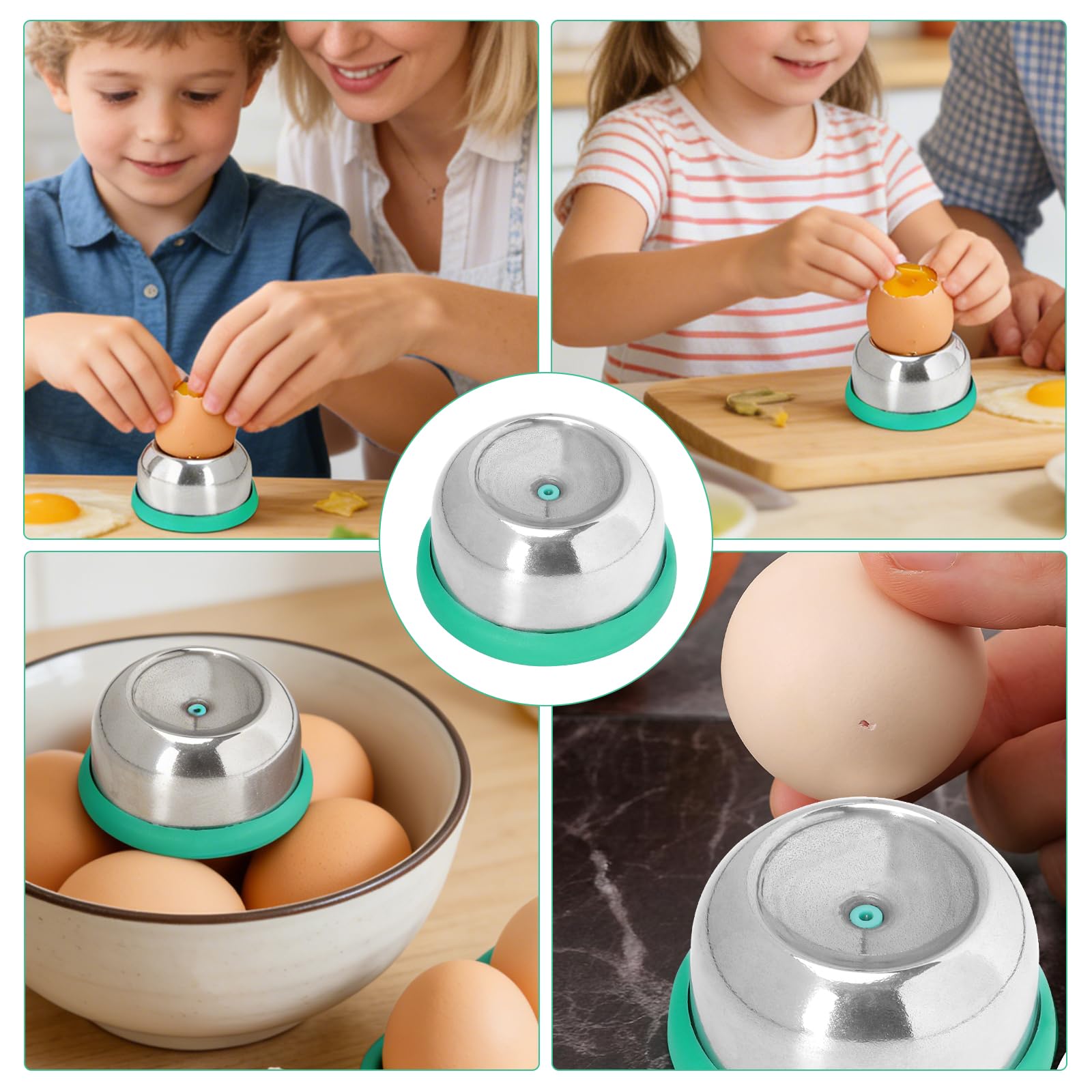 Pinchador de huevos de acero inoxidable semiautomático, Perforador para huevos cocidos 5,7 cm