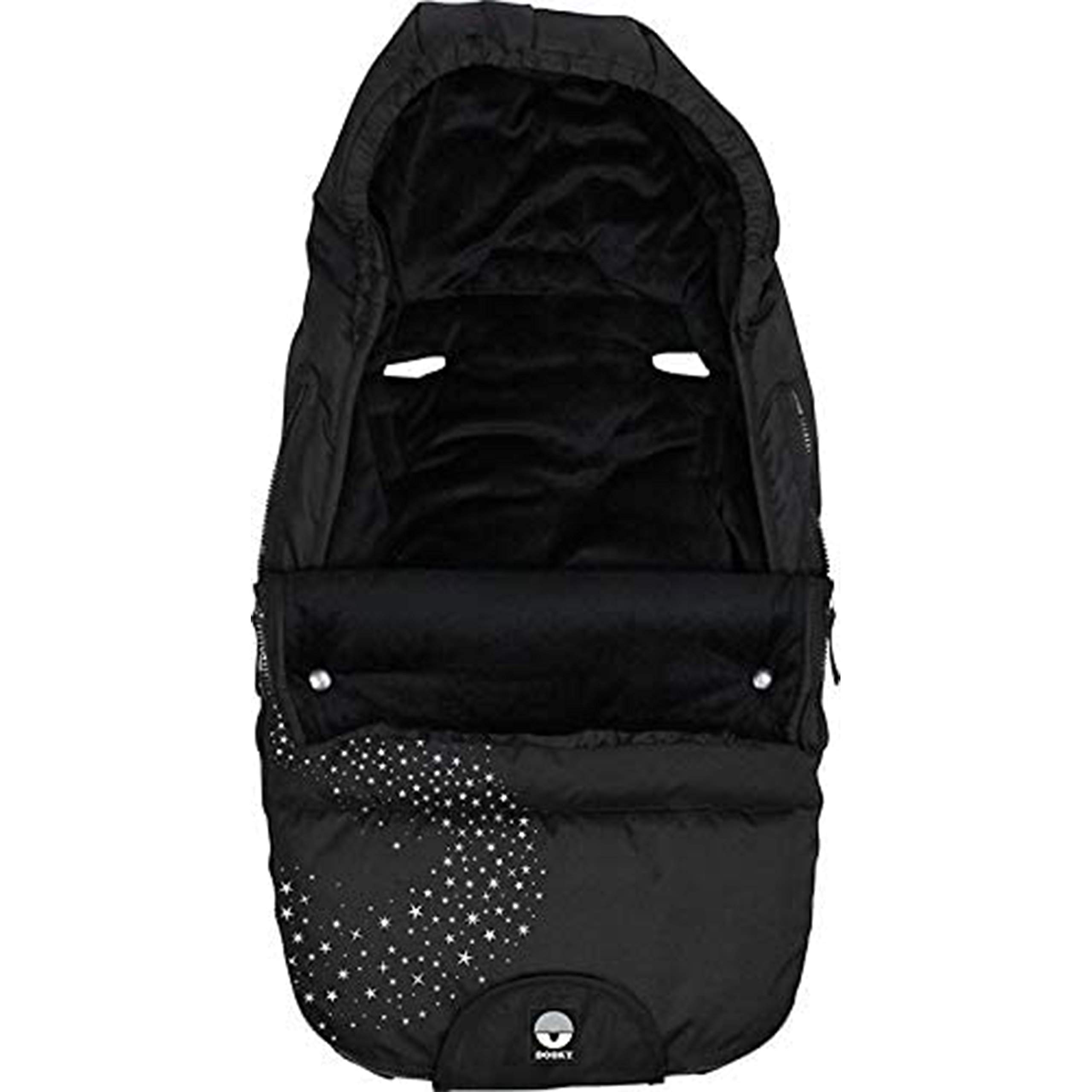 Dooky Footmuff Silver Stardust Small Baby Nacelle et porte-bébé (0-9 mois, hiver, résistant à l'eau et au vent, doublure en velours, pour harnais 3 et 5 points), Noir