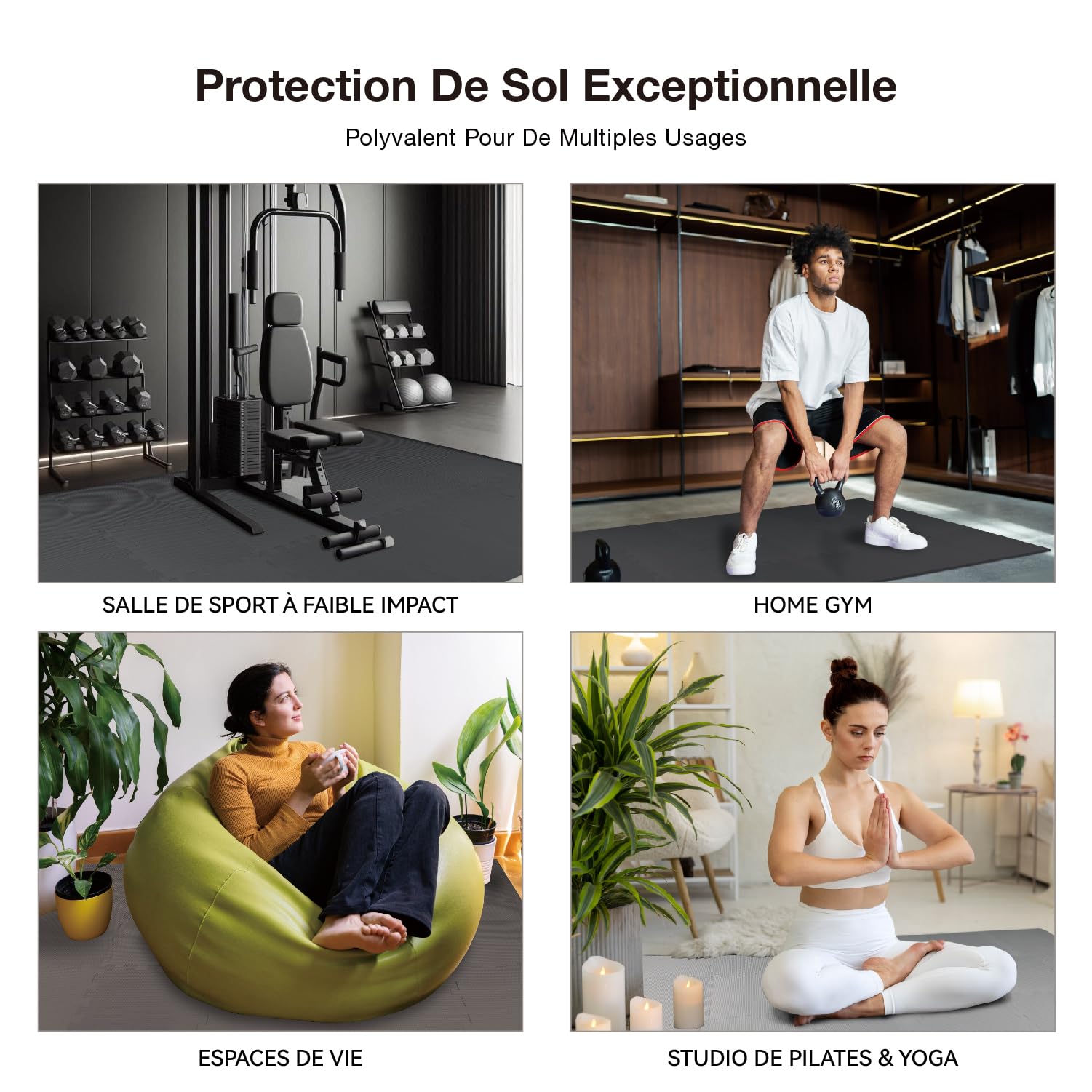 AIRHOP Set de 18 Tapis de Protection EVA Haute Densité, Amortissants, Antidérapants, Tapis de Sport et Tapis Anti Bruit, Parfaits pour Le Fitness, Le Yoga, Le Home Gym, la Salle de Sport, 30x30 cm