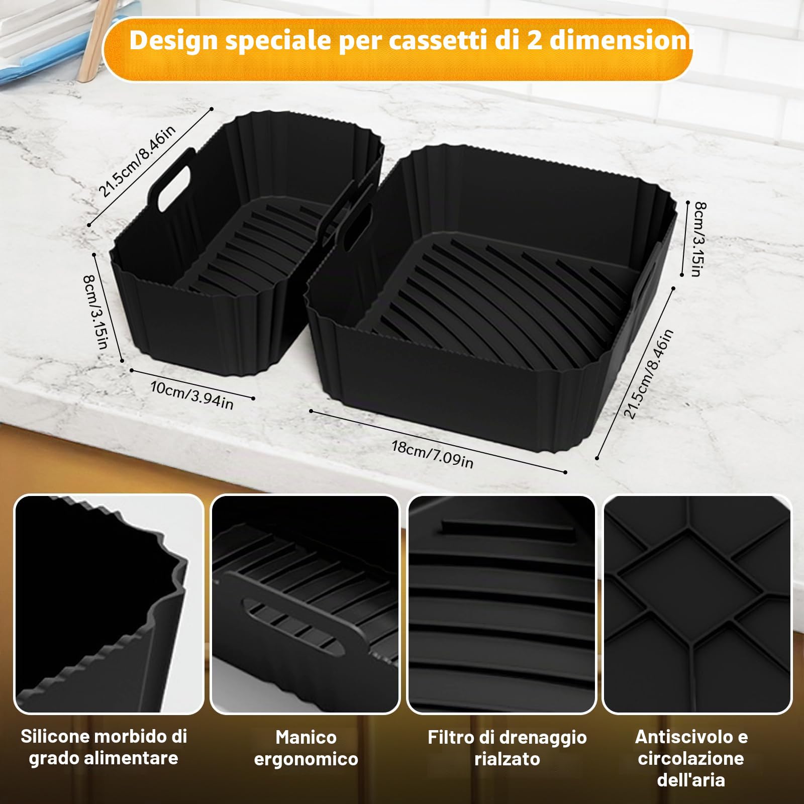 Accessori Friggitrice ad Aria per Moulinex EZ9018 Dual Easy Fry 5,2/3,1L – 23 Pezzi Accessori ad Aria – Riutilizzabile Tappetino in Silicone Griglia, per Moulinex/Tefal 8,3L