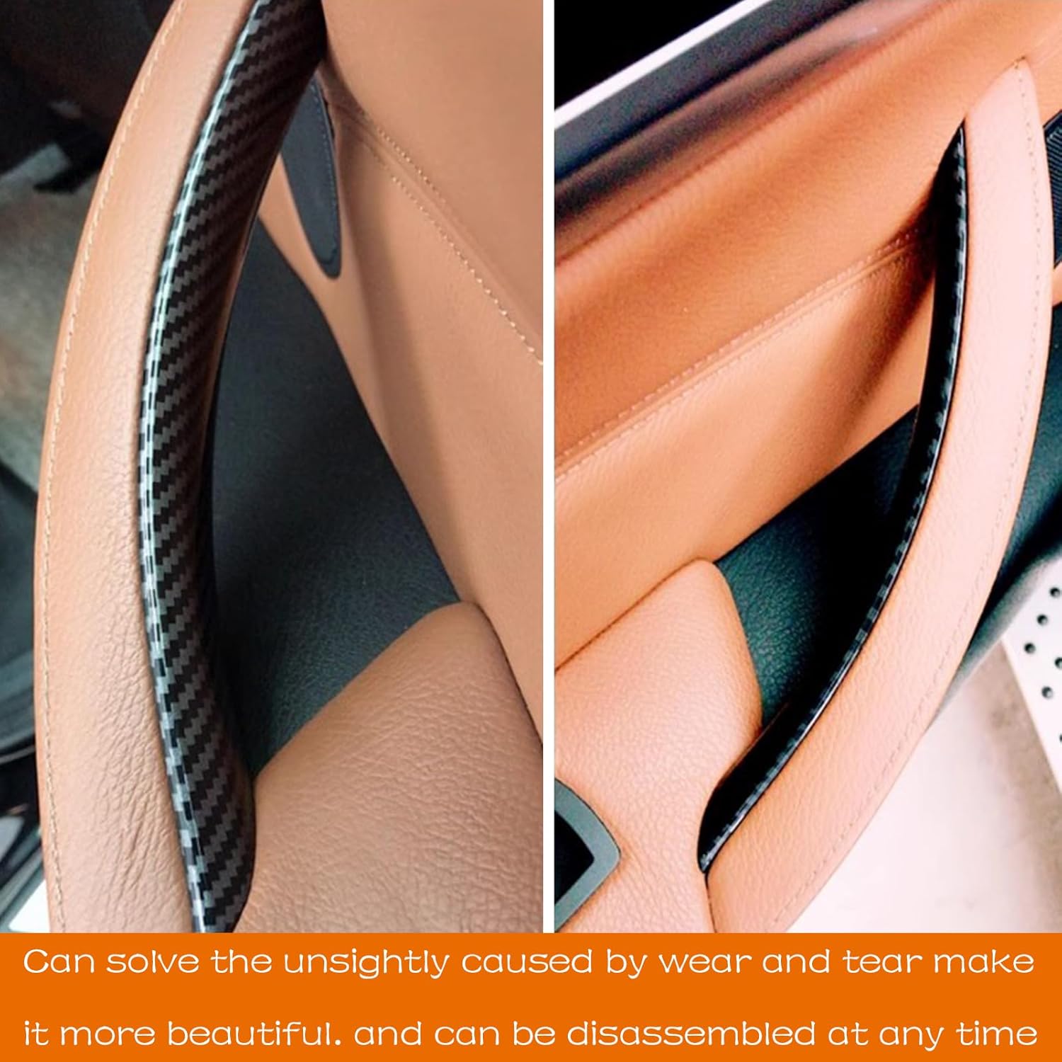 3PCS Car Door Handle Cover Fit for BMW X5 E70 F15 F85 2007-2018, X6 E71 F16 F86 2008-2019 Interior Door Pull Handles Protective Decorate Covers (E70 E71 Carbon Fiber Color)