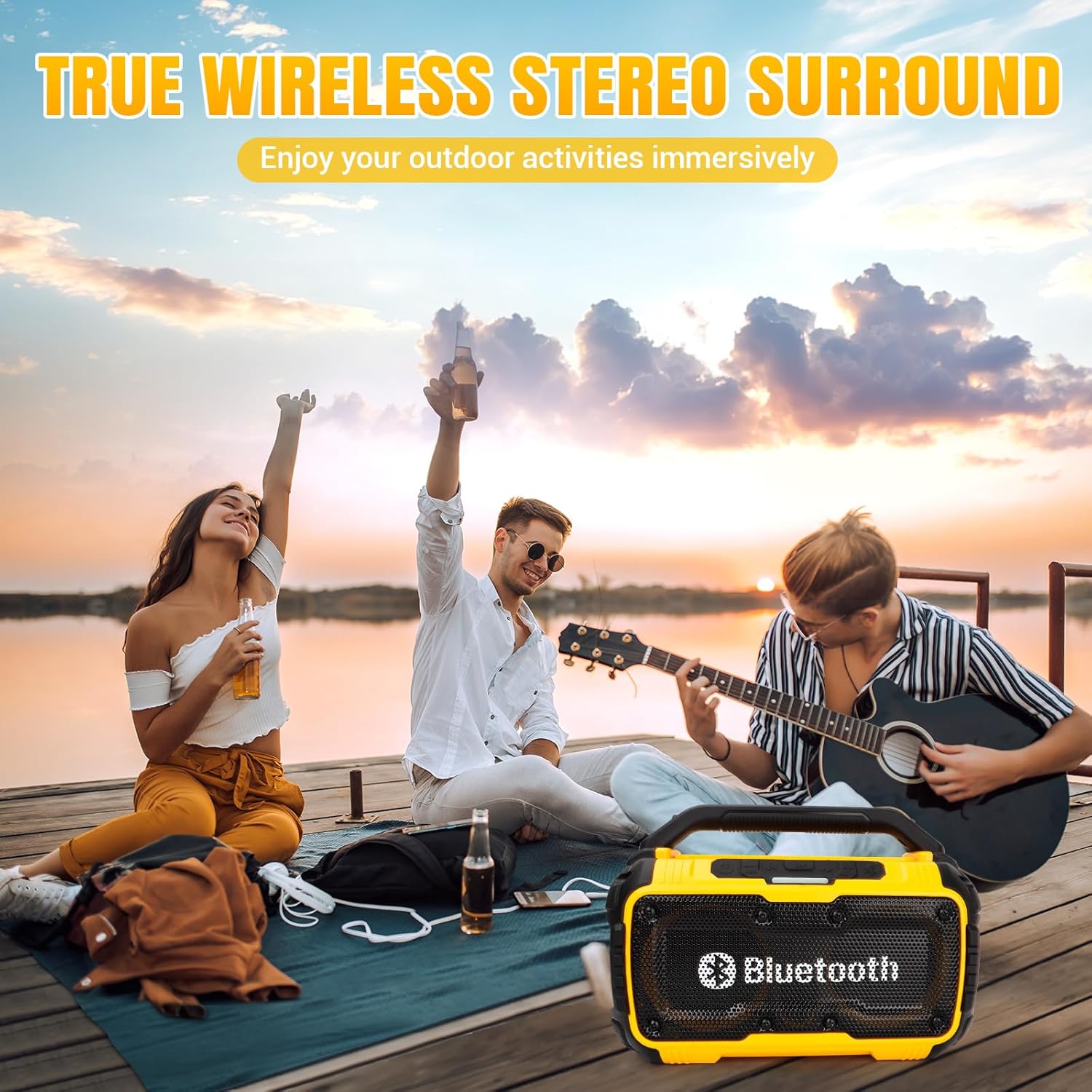 Bluetooth Speaker Compatible with DeWalt 20V MAX Battery, Speaker Bluetooth with Phone Holder Included, Jobsite Home Party Outdoor Speaker(No Battery) - Image 2