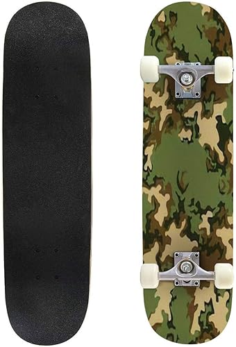 Patineta cóncava clásica con textura de camuflaje, patrón sin costuras, fondo abstracto de camuflaje militar, longboard, tabla de arce, deportes