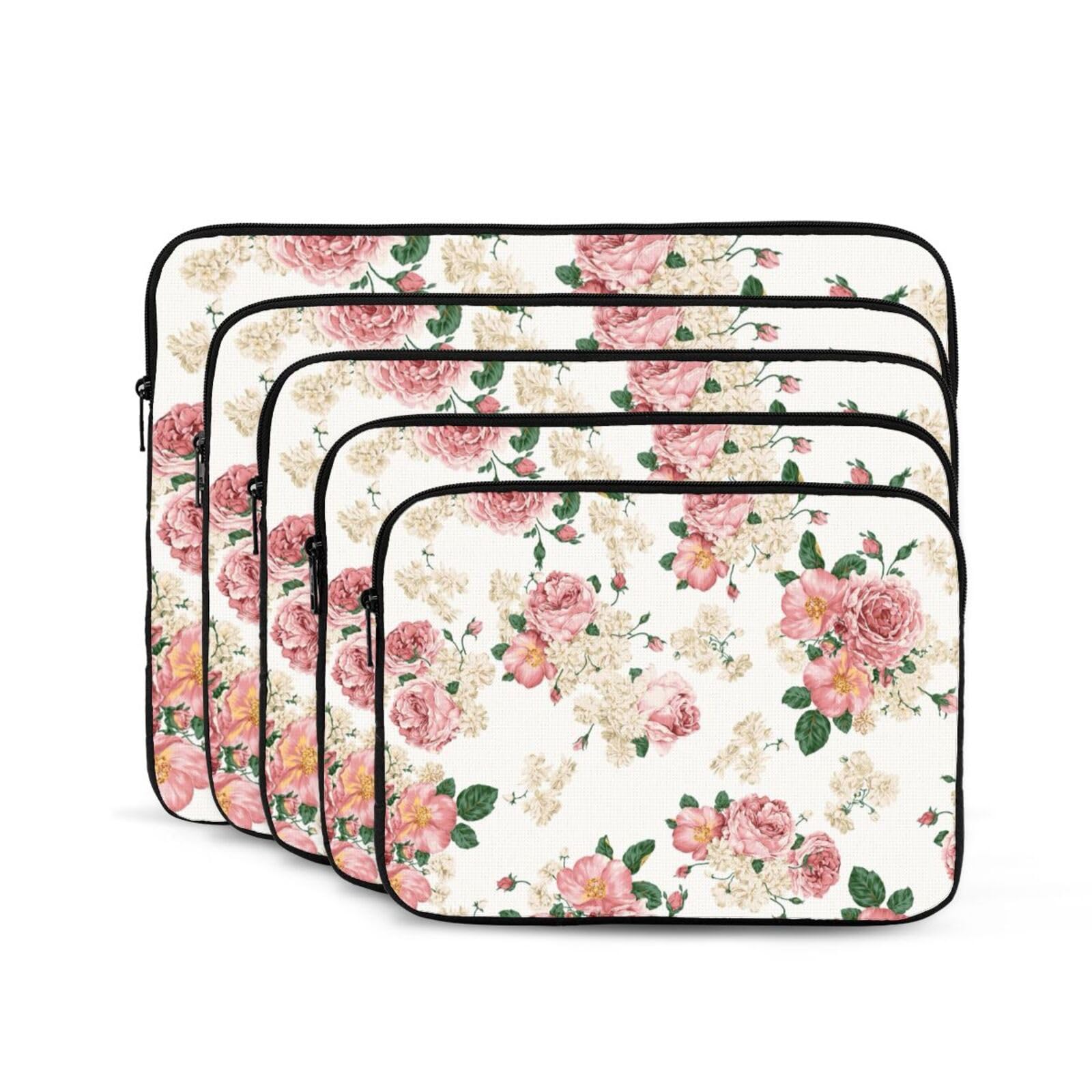 Housse De Protection Pour Ordinateur Portable 16" - Imperméable, Antichoc - Motif Fleurs Roses - Taille L
