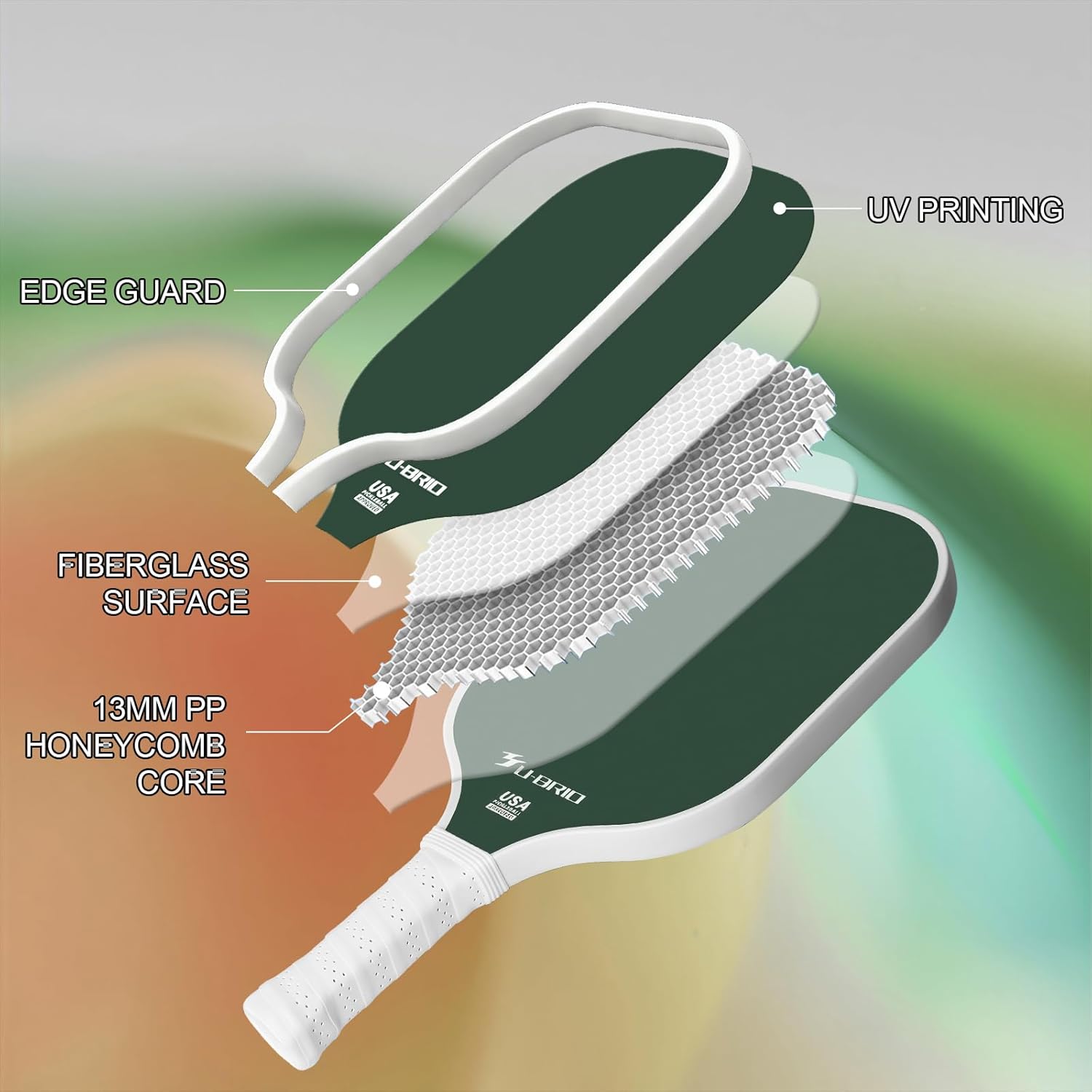 Pickleball Paddles Set of 2 Paddles 4 Balls and 1 Bag Pickleball Set 16MM Fiberglass Pickleball Paddle for Men Women, Pickleball Gifts for Women/Men Friends Family Lovers - Image 2