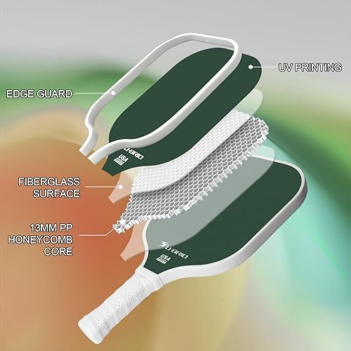 Miniatura 2 de Pickleball Paddles USAP Approved  16MM Max Sweet Spot  3-Layer Fiberglass & Edge Guard  PP Honeycomb Shock Absorption  High Forgiveness
