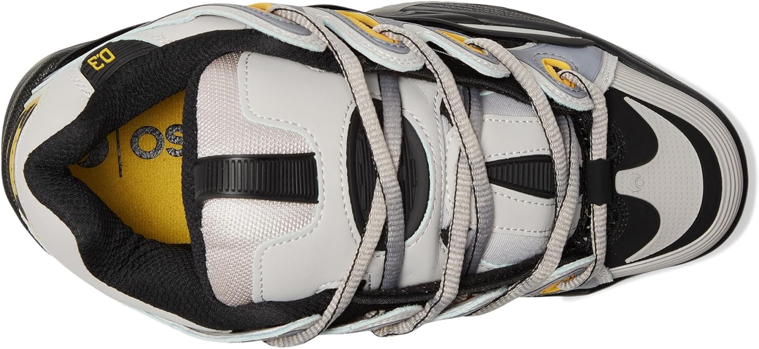Osiris Men's D3 2001 Skate Shoe, Grey/Black/Yellow, 9