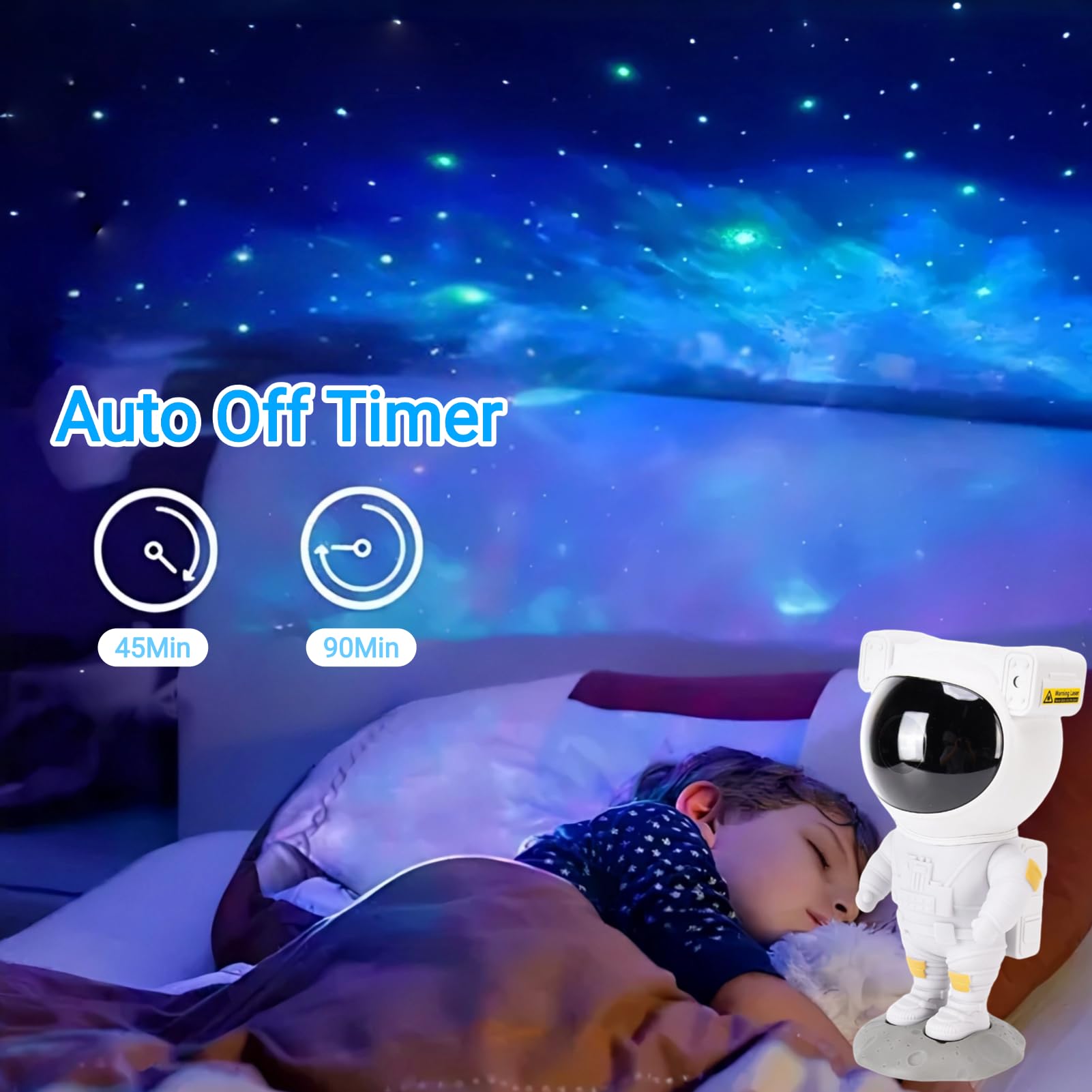 Cuifati Astronauten-Projektorlampe, LED-Umgebungsnachtlicht, unterstützt USB-Stromversorgung, tolles für Familien und Freunde
