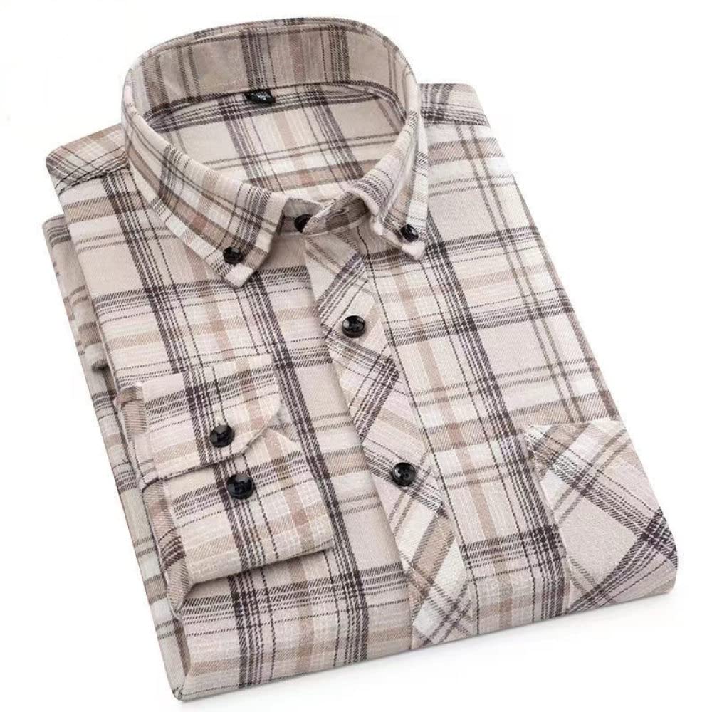 Camicia In Cotone A Maniche Lunghe Da Uomo,Camicia Casual Da Uomo A Maniche Lunghe, Camicia Casual Da Uomo In Cotone A Quadri Manica Lunga Con Tasca Sul Petto Morbido E Confortevole Vestibilità Reg
