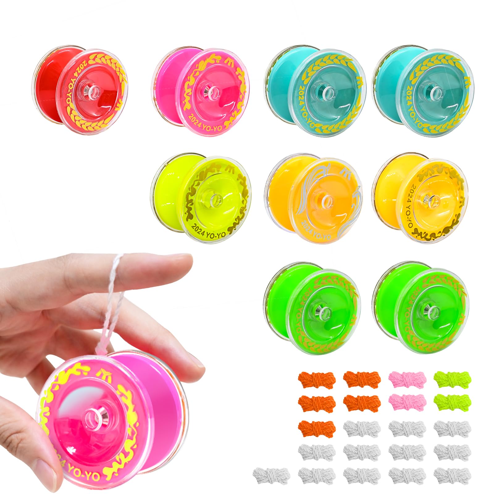 9Pcs Responsive Yoyo for Beginners, Magic Yoyo, Professional Trick Yo yo, with 21 Strings for Adults, Beginners, Boys (Colorful)