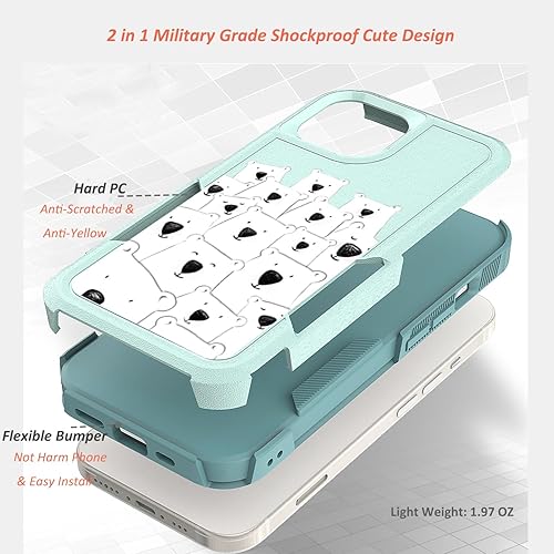 Miniatura 4 de Funda diseñada para iPhone 15 con pantalla transparente + protector de lente de cámara bonito diseño floral de flores para niñas y mujeres, funda