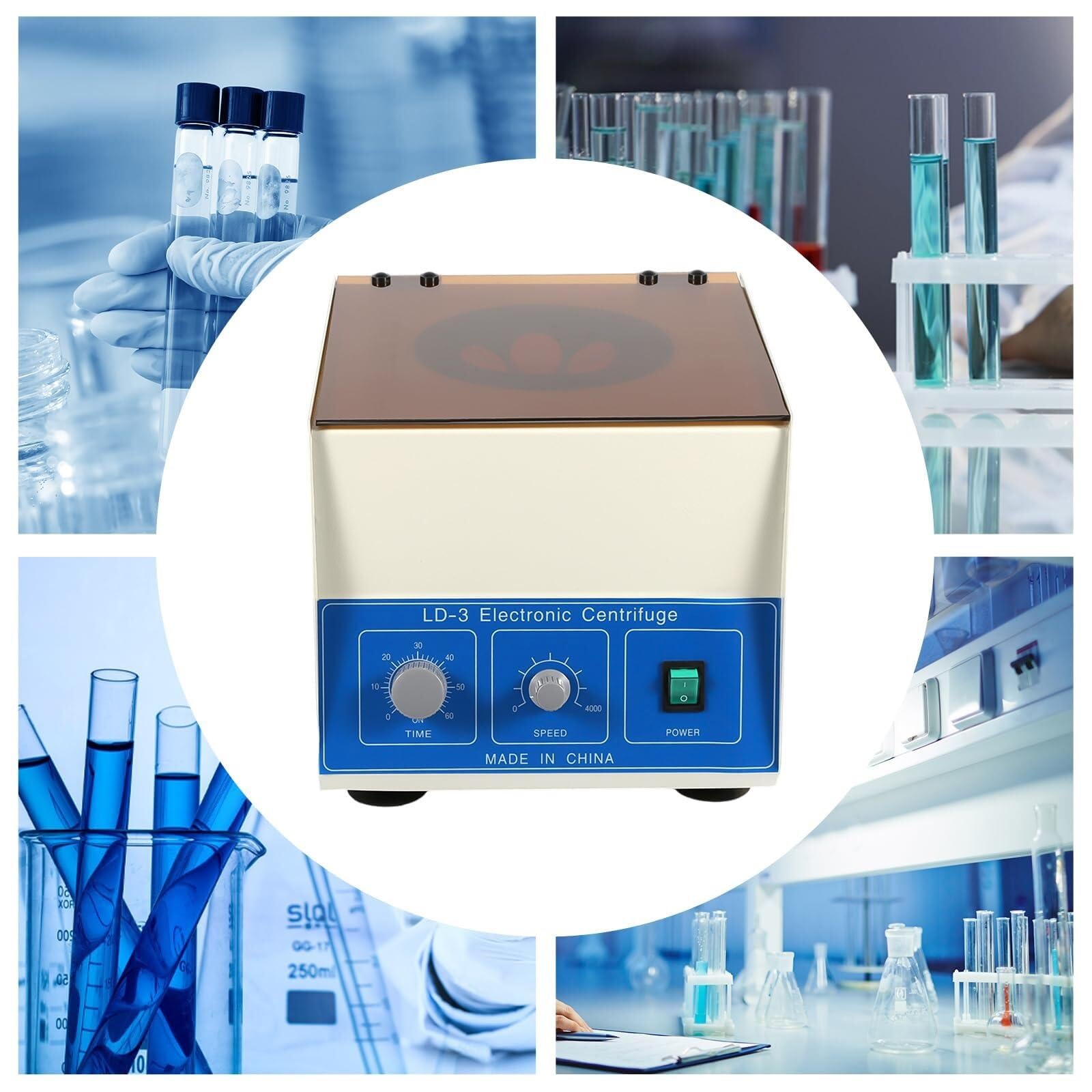 Centrífuga eléctrica de sobremesa, centrífuga de laboratorio con control de velocidad, centrífuga de sobremesa de baja velocidad, rango de tiempo de 0 a 60 min, 6 tubos de 50ml de gran capacidad