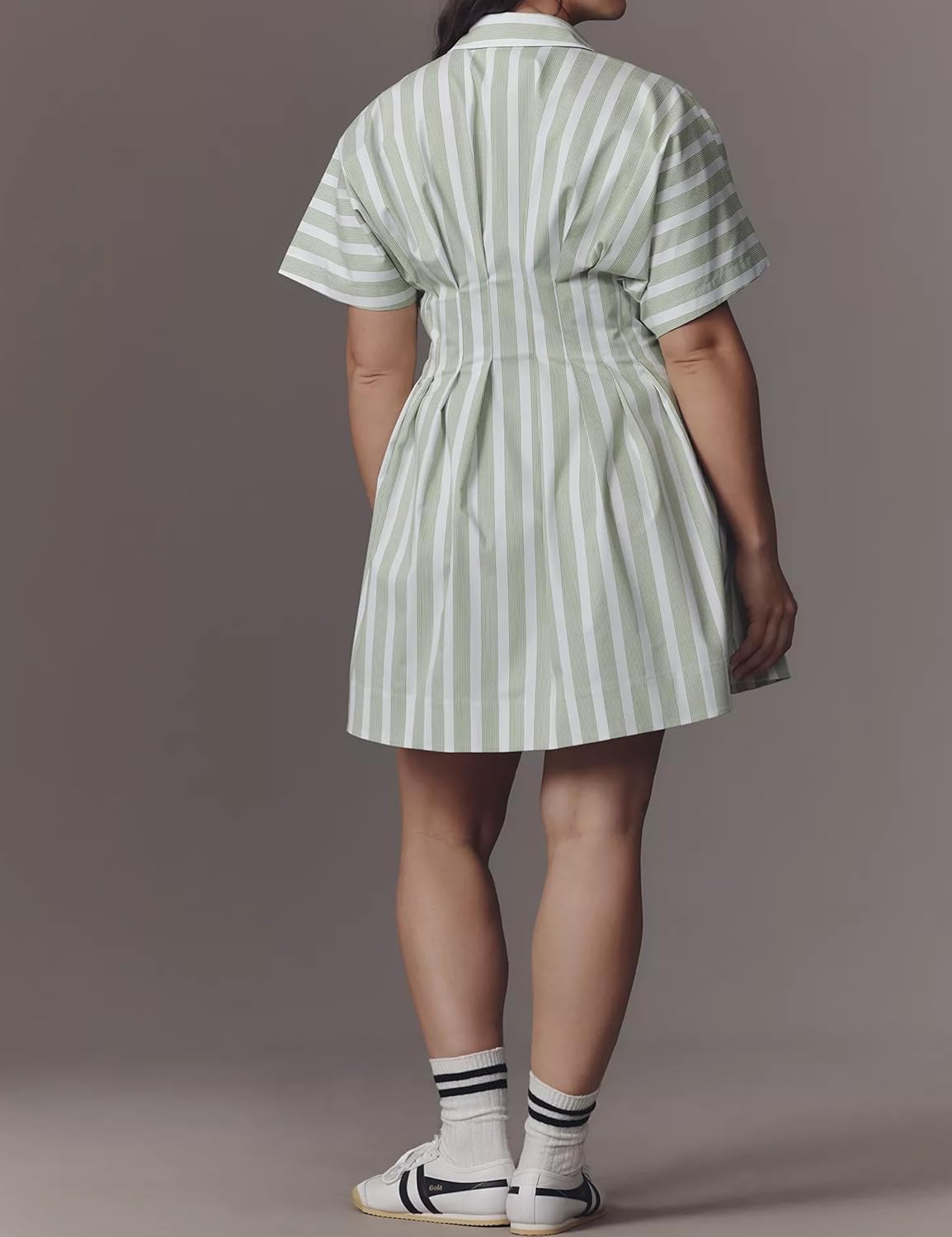 MISSACTIVER Women Pleated Button Down Shirt Dress Short Sleeve Striped Corset Mini Dresses Casual Summer Short Dress - Image 7