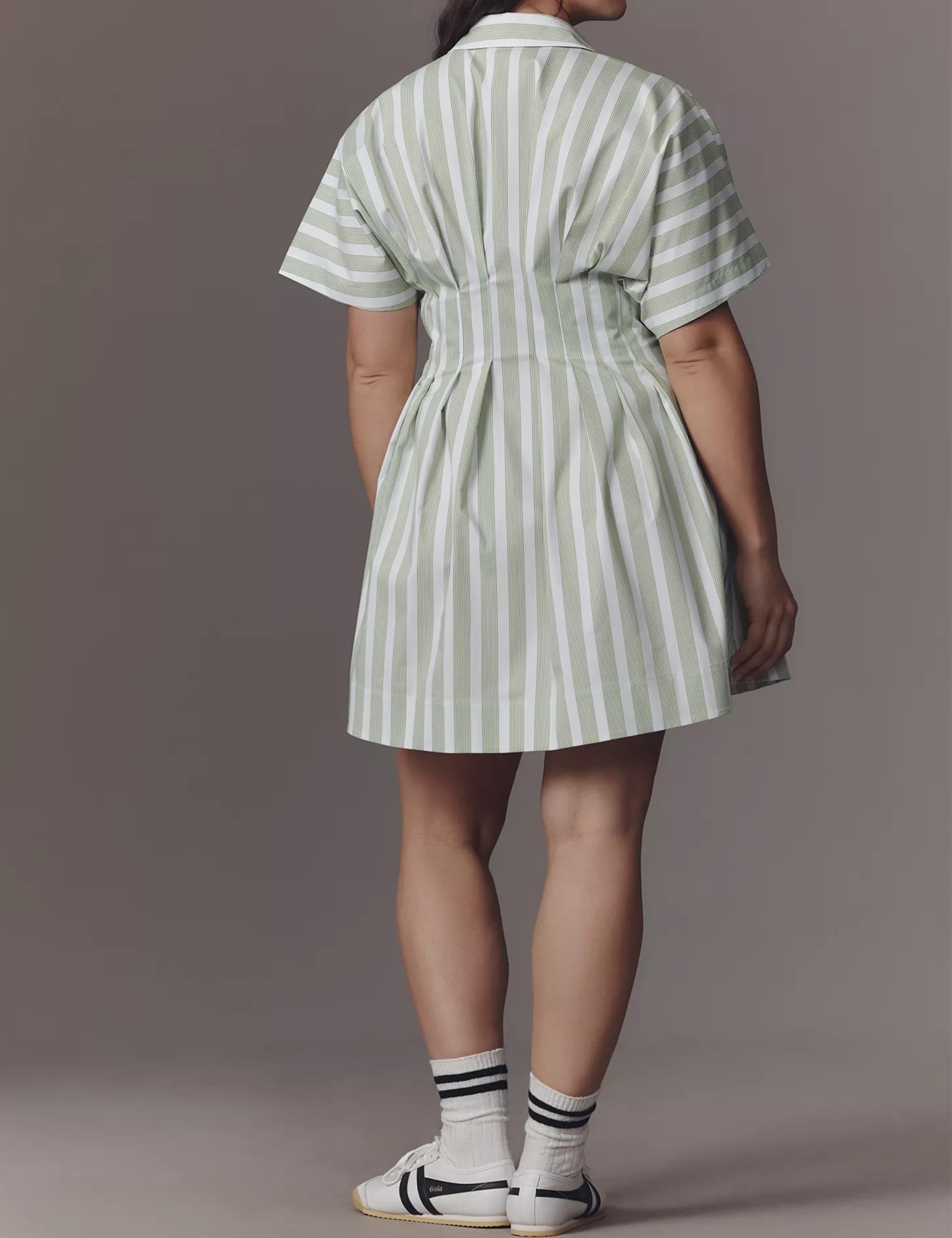 Vestido camisero de verano con botones para mujer, de manga corta, plisado, vestido corto, casual, acampanado, con corsé
