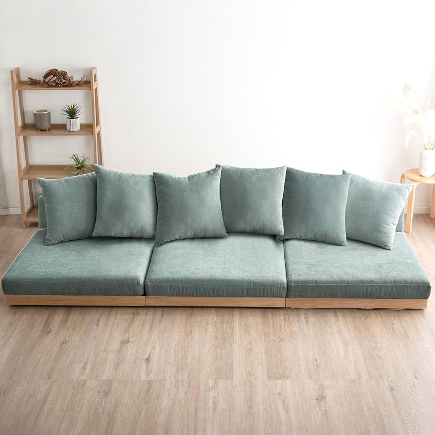 タンスのゲン　【幅180】木枠のフロアソファ　ローソファ 幅180］カバーリング 木枠のフロアソファ クッション4個セット 3