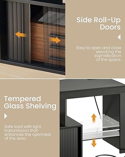 Miniatura 6 de Soporte de TV con toma de corriente, mueble de TV moderno para televisores de 55 pulgadas y 60 pulgadas, consola de TV multimedia con tira de luz