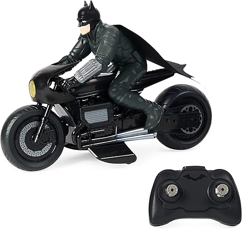 DC Comics El auto de control remoto Batman Batmobile con estilo oficial de película Batman juguetes para niños y niñas a partir de 4 años Batcycle,