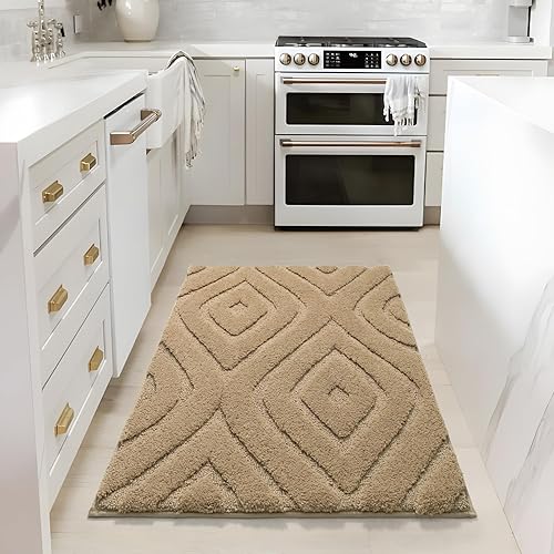Miniatura 3 de DEXDE Alfombras de baño bohemias, antideslizantes, geométricas, de lujo, suaves, lavables, para baño, ducha, cocina, entrada, decoración moderna, 20