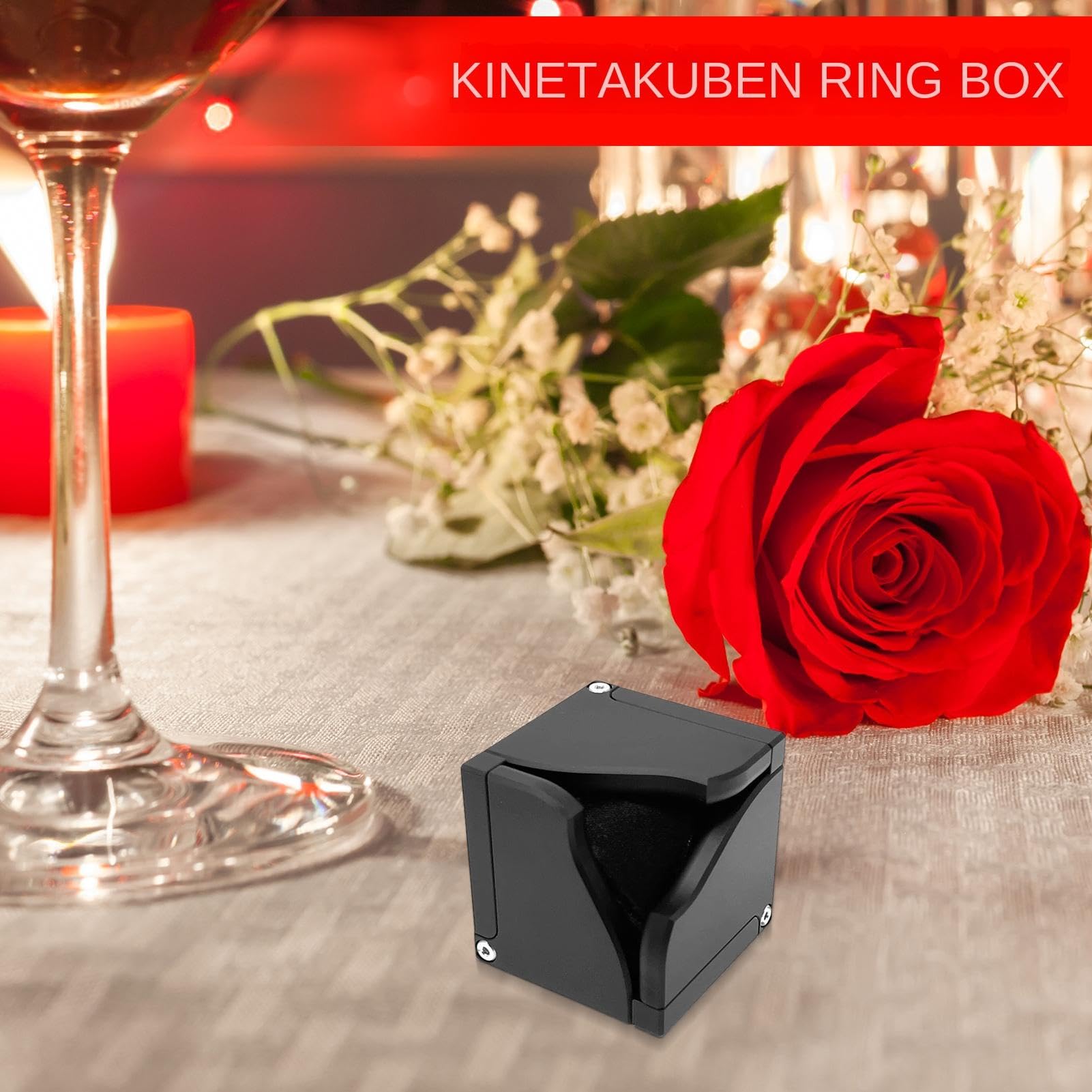 de de compromiso para propuesta de matrimonio, portadores de anillos del novio, de ceremonia de compromiso, de decorativa, de de aleación de aluminio dinámica | Kinetacubes Hombres Adultos Familia Amigos Almacenamiento Hogar Año Nuevo Chino San Valentín B