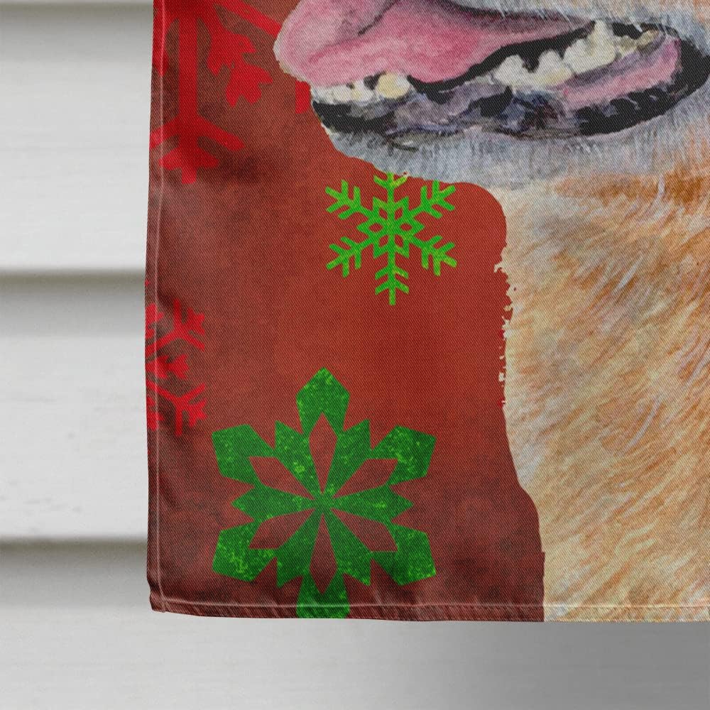 Caroline's Treasures LH9317CHF Australian Cattle Dog Red Green Snowflakes Christmas House Flag Large Porch Sleeve Pole Decorative Outside Yard Banner Artwork Wall Hanging, Polyester, House Size, Multi
