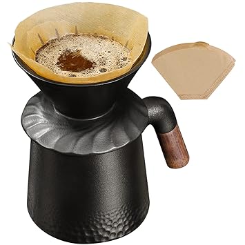 PARACITY V60 Pour Over Coffee Maker Set with Permanent Coffee Dripper Ceramic and 40pcs Coffee Filter, Co