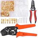 Twidec/640Pcs 2.8/4.8/6.3mm Quick Splice Male and Female Wire Spade Connector Crimp Terminal Golden Kit with Wire Terminal Crimping Pliers Tools 26-16AMG for Electrical Wiring Car Audio Speaker